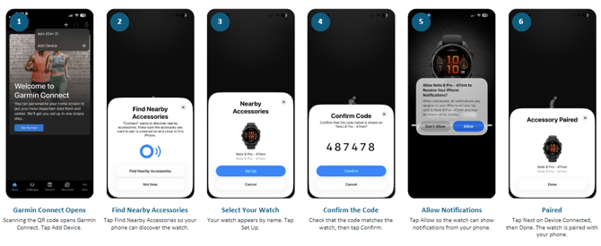 Watch pairing steps (phone)
